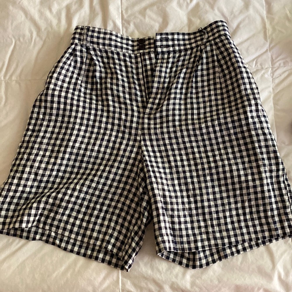 100% linen gingham shorts